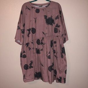 Purple Floral Dress with asymmetrical waist